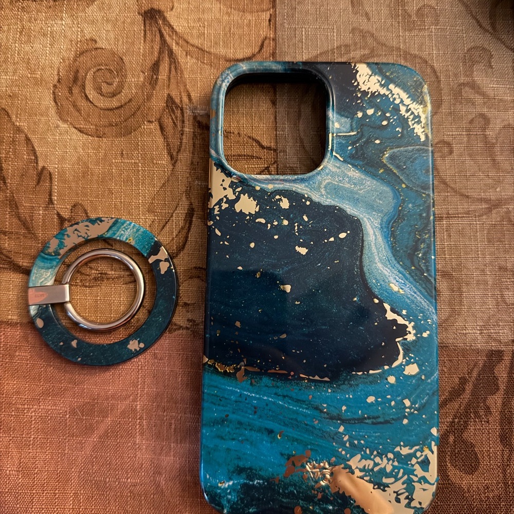 Velvet Caviar Teal & Gold Marble Case w/magnetic grip for iPhone 13 ProMax